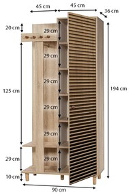 Έπιπλο εισόδου Soho Megapap από μελαμίνη χρώμα sonoma 90x36x194εκ.