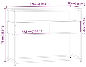 Τραπέζι Κονσόλα Καφέ Δρυς 100x40x75 εκ. Επεξεργασμένο Ξύλο - Καφέ