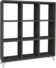 Βιβλιοθήκη Saul Megapap χρώμα ανθρακί 88,2x20x88,2εκ.