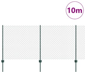 vidaXL Φράκτης Αλυσίδας με 10 U Posts Πράσινος 1x10 μ Ατσάλι