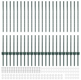 vidaXL Ασημένιοι Πόλοι Φράχτη 22 pcs Πράσινο Μέταλλο