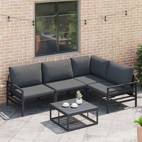 vidaXL Σετ Καναπέ Κήπου με μαξιλάρι 6 pcs Μαύρο Ατσάλι