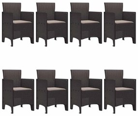 vidaXL Σέτ φαγητού για κήπο 9 pcs Καφέ Rattan Polt