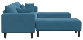 vidaXL Βελούδινος καναπές με μαξιλάρι 3 pcs Μπλε 208 εκ. Βελούδο