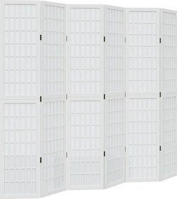 vidaXL Διαχωριστικό Χώρου με 6 Πάνελ Λευκό από Μασίφ Ξύλο Παυλώνιας