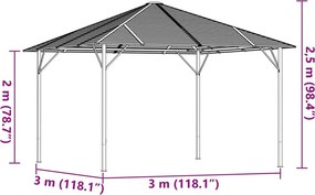 vidaXL Κιόσκι με Οροφή Ανθρακί 3 x 3 μ.