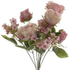 Διακοσμητικό Λουλούδι-Μπουκέτο 3-85-084-0053 Υ35 Pink Inart Ύφασμα