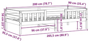 ΣΚΕΛΕΤΟΣ ΚΡΕΒ. ΧΩΡΙΣ ΣΤΡΩΜΑ ΚΑΦΕ ΚΕΡΙΟΥ 90X200 ΕΚ ΜΑΣΙΦ ΠΕΥΚΟ 846975