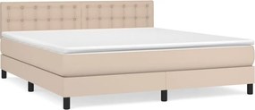 vidaXL Κρεβάτι Boxspring με Στρώμα Καπουτσίνο 160x200εκ.από Συνθ.Δέρμα