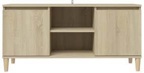 vidaXL Έπιπλο Τηλεόρασης Καφέ Δρυς 103,5x35x50εκ. Μασίφ Ξύλινα Πόδια