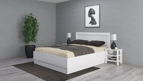 Κρεβάτι διπλό NIKO με αποθηκευτικό χώρο, στρώμα 160x200cm Λευκο γυαλιστερό 204x100x164cm+2 κομοδίνα 45x47x35cm-GRA001