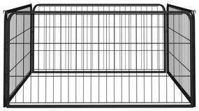vidaXL Παρκοκρέβατο Σκύλου 4 Πάνελ Μαύρο 100x50εκ Ατσάλι Βαφή Πούδρας