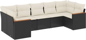 vidaXL Patio Sofa Set 6-θέσια Black and Cream