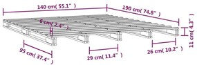 ΠΛΑΙΣΙΟ ΚΡΕΒΑΤΙΟΥ ΜΕΛΙ 140 X 190 ΕΚ. ΑΠΟ ΜΑΣΙΦ ΞΥΛΟ ΠΕΥΚΟΥ 821440