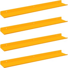 vidaXL Πλωτό ράφι 4 pcs Χαμομηλί κίτρινο 60 x 8,5 x 2,5 εκ Ατσάλι
