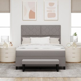 vidaXL Κρεβάτι με Ελατήριο και Στρώμα Taupe 140x190 εκ. Ύφασμα