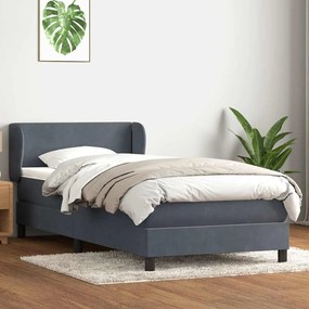 Box Spring Κρεβάτι με στρώμα Σκούρο γκρι 100x220 εκ. Βελούδινο - Γκρι