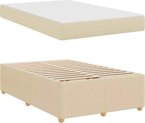 vidaXL Σκελετός Κρεβατιού με στρώμα Κρεμ 120 x 200 cm ύφασμα