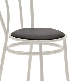 Καρέκλα "WIEN" από μέταλλο/τεχνόδερμα σε εκρού/μαύρο χρώμα 39x85