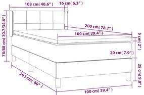 vidaXL Κρεβάτι Boxspring με Στρώμα Κρεμ 100 x 200 εκ. Υφασμάτινο