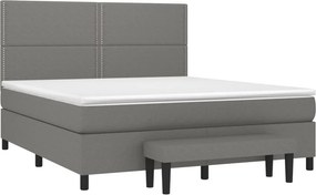 vidaXL Κρεβάτι Boxspring με Στρώμα Σκούρο Γκρι 180x200 εκ Υφασμάτιν