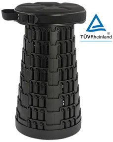 POWERTECH πτυσσόμενο καρεκλάκι HUH-0235 με μαξιλάρι, αντοχή έως 250kg, 25.5x45cm, μαύρο