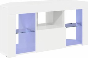 vidaXL Γωνιακός LED Τηλεοπτικός Κάμπινγκ Υψηλή γυαλιστερή Λευκή