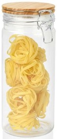 Βάζο Αποθήκευσης Large LBTAH-CC69342 Φ10x25cm 1300ml Clear-Natural Andrea House Wood, Glass