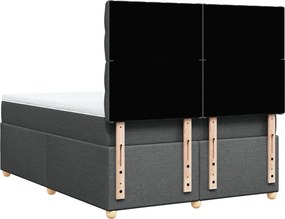 vidaXL Κρεβάτι Boxspring με Στρώμα Σκούρο Γκρι 140x200 εκ Υφασμάτινο