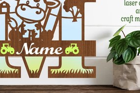 Σετ των 2 Intra απο ξύλο plywood 3mm-4mm πάχος - Μονόγραμμα κεφαλαίων αγελάδας Γράμμα M Αποκοπή Δίασταση 30x20 cm INTRAFABR-74483828