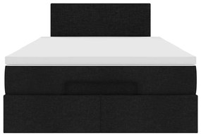 vidaXL Οθωμανικό κρεβάτι με στρώμα Μαύρο 120x200cm Ύφασμα