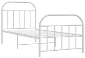 vidaXL Πλαίσιο Κρεβατιού με Κεφαλάρι/Ποδαρικό Λευκό 90x190 εκ. Μέταλλο