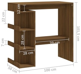 ΤΡΑΠΕΖΙ ΜΠΑΡ ΜΕ ΡΑΦΙΑ ΚΑΦΕ ΔΡΥΣ 100X50X101,5ΕΚ ΑΠΟ ΜΟΡΙΟΣΑΝΙΔΑ 812962