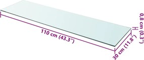 vidaXL Ράφι Πάνελ Διάφανο 110 x 30 εκ. Γυάλινο