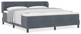 vidaXL Κρεβάτι Box Spring με Στρώμα Σκούρο Γκρι 180x200 cm Βελούδο