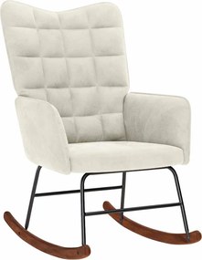 vidaXL Κουνιστή Πολυθρόνα με Σκαμπό σε Κρεμ Βελούδο