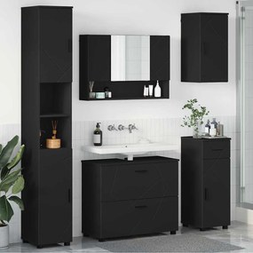 vidaXL Σετ Επίπλων Μπάνιου με συρτάρι 5 pcs Μαύρο 30 x 35 x 192 εκ.