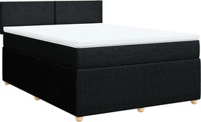 vidaXL Κρεβάτι Boxspring με Στρώμα Μαύρο 140x200 εκ. Υφασμάτινο