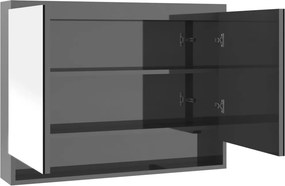 vidaXL Ντουλάπι Μπάνιου με Καθρέφτη 80x15x60 εκ. Λαμπερό Γκρι από MDF