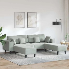 vidaXL Βελούδινος καναπές 3 pcs Ανοιχτό γκρι 208 εκ. Βελούδο