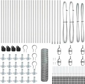 vidaXL Στύλος Περιφράξεων Ασημί 50 x 0,4 μ (36 mm πλέγμα) Ατσάλι