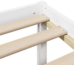 Κρεβάτι Βιβλιοθήκη Χωρίς Στρώμα Λευκό 135x190 εκ Μασίφ Πεύκο - Λευκό