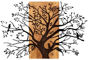 Διακοσμητικό Τοίχου Δέντρο HM4806-ΦΥΛΛΑ ΜΕΤΑΛΛΟΥ ΜΑΥΡΑ-ΞΥΛΟ 85x3(βάθος)x58Υεκ.