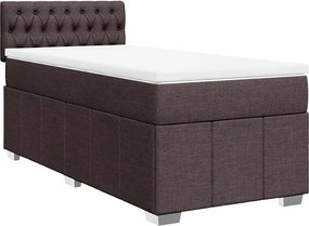 vidaXL Κρεβάτι Boxspring με Στρώμα Σκούρο Καφέ 90x200 εκ. Υφασμάτινο