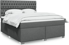 vidaXL Κρεβάτι Boxspring με Στρώμα Σκούρο Γκρι 180x200 εκ Υφασμάτιν
