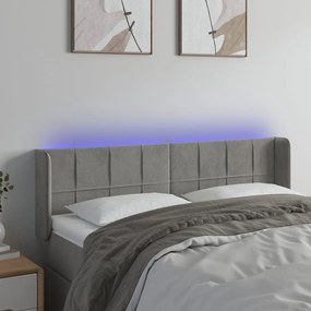 Κεφαλάρι Κρεβατιού LED Ανοιχτό Γκρι 147x16x78/88 εκ. Βελούδινο 3123284