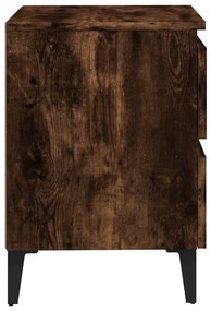 Κομοδίνα 2 τεμ. Καπνιστή Δρυς 40x35x50εκ. με Μεταλλικά Πόδια 813129