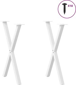 vidaXL Πόδια Τραπεζαρίας σε Σχήμα Χ, 2 τεμ. Λευκά 50x(72-73) εκ. Ατσάλι