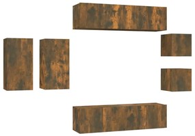 vidaXL Σετ Επίπλων Τηλεόρασης 8 Τεμαχίων Καπνιστή δρυς Επεξ. Ξύλο