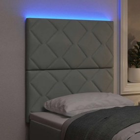 vidaXL LED κεφαλάρι Ανοιχτό γκρι 80 cm Βελούδο